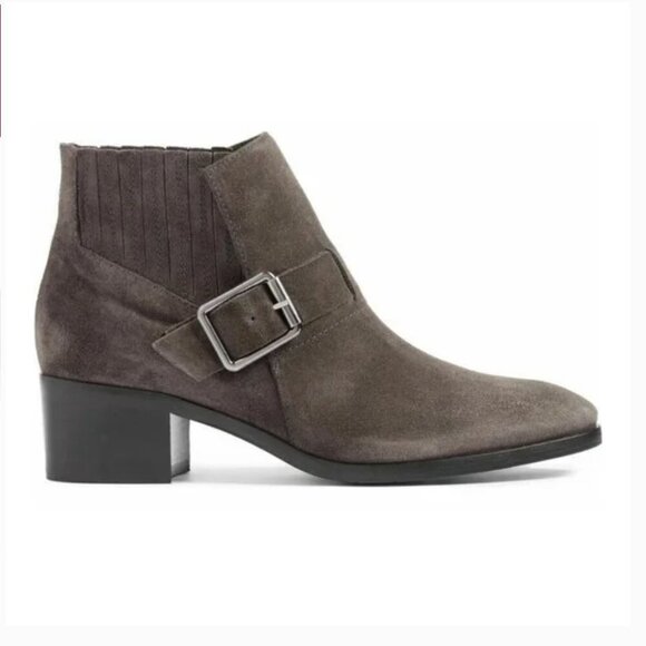 Aquatalia Foster Bootie Sock Ankle Heeled Boots Almond Toe Weatherproof Grey 8.5 - Picture 1 of 10